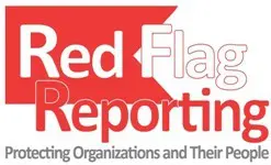 A red flag reporting logo with the words " red flag reporting."